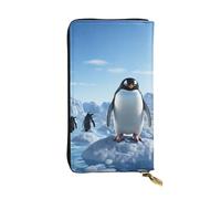 LKTPSKQRY Damen-Geldbörse, Leder, schmal, lang, Kartenhalter, Reißverschluss, Clutch, Pinguin, Antarktis, Eis