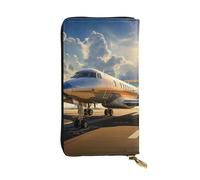 LKTPSKQRY Damen-Geldbörse, Leder, schmal, lang, Kartenhalter, Reißverschluss, Clutch, Privatflugzeug, Reise-Geldbörse