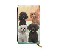 LKTPSKQRY Damen-Geldbörse, Leder, schmal, lang, Kartenhalter, Reißverschluss, Clutch, Pudel, Hunde, Reisegeldbörse