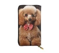 LKTPSKQRY Damen-Geldbörse, Leder, schmal, lang, Kartenhalter, Reißverschluss, Clutch, Pudel, Reise-Geldbörse