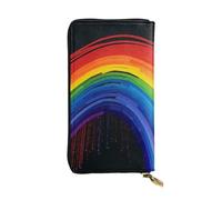 LKTPSKQRY Damen-Geldbörse, Leder, schmal, lang, Kartenhalter, Reißverschluss, Clutch, Regenbogen, Reisegeldbörse