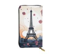 LKTPSKQRY Damen-Geldbörse, Leder, schmal, lang, Kartenhalter, Reißverschluss, Clutch, romantisch, Paris Eiffel, Reisegeldbörse