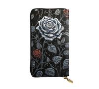 LKTPSKQRY Damen-Geldbörse, Leder, schmal, lang, Kartenhalter, Reißverschluss, Clutch, Rose, Gothic, Reise-Geldbörse