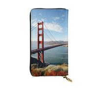 LKTPSKQRY Damen-Geldbörse, Leder, schmal, lang, Kartenhalter, Reißverschluss, Clutch, San Francisco, Golden Gate Bridge, Reise-Geldbörse