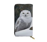 LKTPSKQRY Damen-Geldbörse, Leder, schmal, lang, Kartenhalter, Reißverschluss, Clutch, Schnee-Eule, Reisegeldbörse