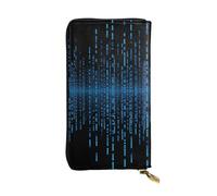 LKTPSKQRY Damen-Geldbörse, Leder, schmal, lang, Kartenhalter, Reißverschluss, Clutch, The Blue Binary Matrix, Reisegeldbörse