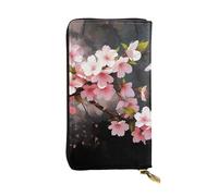 LKTPSKQRY Damen-Geldbörse, Leder, schmal, lang, Kartenhalter, Reißverschluss, Clutch, verführerische Kirschblüten