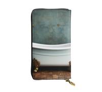 LKTPSKQRY Damen-Geldbörse, Leder, schmal, lang, Kartenhalter, Reißverschluss, Clutch, Vintage, Badewanne, Reise-Geldbörse