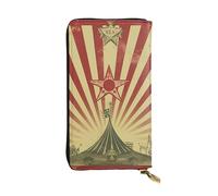 LKTPSKQRY Damen-Geldbörse, Leder, schmal, lang, Kartenhalter, Reißverschluss, Clutch, Vintage, Zirkushintergrund, Reisegeldbörse