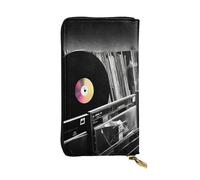 LKTPSKQRY Damen-Geldbörse, Leder, schmal, lang, Kartenhalter, Reißverschluss, Clutch, Vinyl-Schallplatten, Reise-Geldbörse