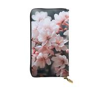 LKTPSKQRY Damen-Geldbörse, Leder, schmal, lang, Kartenhalter, Reißverschluss, Clutch, weiße Blumen, Reisegeldbörse