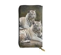LKTPSKQRY Damen-Geldbörse, Leder, schmal, lang, Kartenhalter, Reißverschluss, Clutch, weiße Tiger, Reisegeldbörse