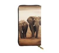 LKTPSKQRY Damen-Geldbörse, Leder, schmal, lang, Kartenhalter, Reißverschluss, Clutch, wilde Tiere, Elefanten, Reisegeldbörse