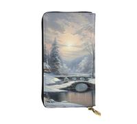 LKTPSKQRY Damen-Geldbörse, Leder, schmal, lang, Kartenhalter, Reißverschluss, Clutch, Winter, Schneeszene, Reise-Geldbörse