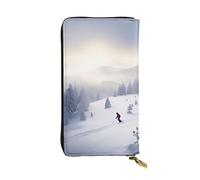 LKTPSKQRY Damen-Geldbörse, Leder, schmal, lang, Kartenhalter, Reißverschluss, Clutch, Winter, Skifahren, Reisen