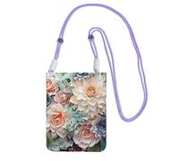 LKTPSKQRY Kleine Crossbody-Tasche für Damen, Handytasche, Mini-Umhängetasche, moderne Bohemian-Blume, Handygeldbörsen, violett, Einheitsgröße