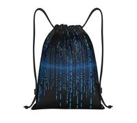 LKTPSKQRY Rucksack mit Kordelzug, für Sport, Fitnessstudio, The Blue Binary Matrix, wasserdicht, leicht, Schwimmtasche, Schwarz, Small, Reiserucksäcke