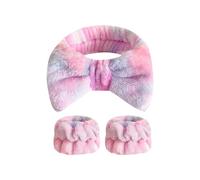 Lkw Ogechi 3 Stück Spa Gesicht Stirnband Handgelenk Waschbänder Set, Bowknot Gradientfarben Stirnband, Saugfähiges Haarband Kosmetik, Flauschig Weiches Elastische Gesicht Wasch Armbänder Für Frauen