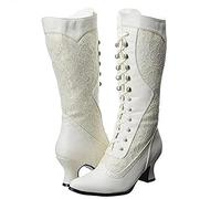 LLDG Damen Overknee Stiefel Retro Spitze Stretch Boots Pumps Elegante Langschaft Stiefel Vintage Plateau Stiefel mit Blockabsatz Reitstiefel High Heel Ritterstiefel zum Schnüren Schlupfstiefel