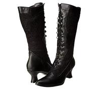 LLDG Damen Overknee Stiefel Retro Spitze Stretch Boots Pumps Elegante Langschaft Stiefel Vintage Plateau Stiefel mit Blockabsatz Reitstiefel High Heel Ritterstiefel zum Schnüren Schlupfstiefel