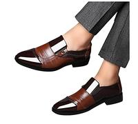LLDG Herren Business Lederschuhe Elegante Anzugschuhe komfortable klassischer Business-Halbschuh aus Leder mit Gummisohle Business & Freizeit Herrenschuh mode Mokassins Halbschuhe, Braun, 45 EU