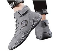 LLDG Herren Wanderschuhe High-Top Winterschuhe mit Mit Klettverschluss Schnürhalbschuhe mode Freizeitschuhe rutschfest Stiefeletten Warme und Kaschmir Kurzschaft Boots Retro Winterstiefel