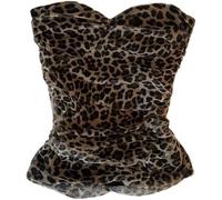 LLECDASEUI Damen Gestreiftes Röhrenoberteil Fairy Grunge Y2k Ärmellos Bandeau Tops Sommer Coquette (Leopardenmuster,S)