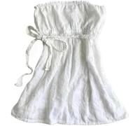 LLECDASEUI Damen Gestreiftes Röhrenoberteil Fairy Grunge Y2k Ärmellos Bandeau Tops Sommer Coquette (Weiß,M)