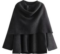 LLECDASEUI Damen Langärmelig Knopf Schal-Mäntel Winter-Strick Halstuch Wraps Jacke Lässig Spleißen Schal Schal Peacoat (Grau,S)