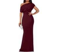 LLECDASEUI Frauen Elegant Formal Abend Maxikleid 2025 Sexy Ärmellos Schulterfrei Bodycon Lange Kleider Party Abschlussball Hochzeit Kleid (XL,Langes Rot)
