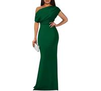 LLECDASEUI Frauen Elegant Formal Abend Maxikleid 2025 Sexy Ärmellos Schulterfrei Bodycon Lange Kleider Party Abschlussball Hochzeit Kleid (M,Grün)