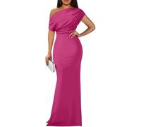 LLECDASEUI Frauen Elegant Formal Abend Maxikleid 2025 Sexy Ärmellos Schulterfrei Bodycon Lange Kleider Party Abschlussball Hochzeit Kleid (XL,Rosa)