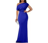 LLECDASEUI Frauen Elegant Formal Abend Maxikleid 2025 Sexy Ärmellos Schulterfrei Bodycon Lange Kleider Party Abschlussball Hochzeit Kleid (M,Blau)