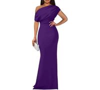 LLECDASEUI Frauen Elegant Formal Abend Maxikleid 2025 Sexy Ärmellos Schulterfrei Bodycon Lange Kleider Party Abschlussball Hochzeit Kleid (L,Lila)