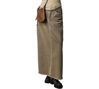 LLECDASEUI Frauen Vintage Langer Denim Maxirock Casual Hohe Taille A-Linie Ausgefranst Saum Locker Lange Jeans Rock Mit Taschen (Grün,L)