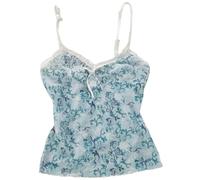 LLECDASEUI Frauen Y2k Gekürztes Cami-Top Niedlich Rosa Sommer Ausgehen Tank Tops Sexy V-Ausschnitt Kreuz und quer Glitzerndes Top (Blau,L)