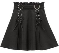 LLECDASEUI Harajuku Y2K Lolita Gothic Kawaii Kleidung Hoch tailliertes Band Vintage Spitzensaum Layered Kawaii Mini Kurzrock (Schwarz,4XL)