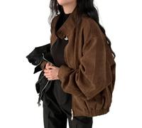 LLECDASEUI Wildlederjacke Y2k Oberbekleidung Braun Kunstleder Cropped Jacke Damen Herbst Mode 2025 Trendy Crop Blazer, braun, 38