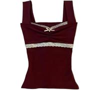 LLECDASEUI Y2k Cheetah Tops Emo Coquette Cropped Top Grunge 2000s Leopard Print Spaghetti Strap Tops (Rot,S)