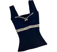 LLECDASEUI Y2k Geparden-Top, Emo Coquette, bauchfreies Oberteil, Grunge 2000er Jahre, Leopardenmuster, Spaghettiträger, blau, L