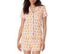 LLECDASEUI Y2k-Pyjama-Set für Damen, 2-teilig, Button-Down-Affen-Shorts-Set, Roller Dupes Rabbit Preppy Loungewear-Pjs (Orange,L)