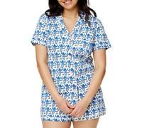 LLECDASEUI Y2k-Pyjama-Set für Damen, 2-teilig, Button-Down-Affen-Shorts-Set, Roller Dupes Rabbit Preppy Loungewear-Pjs (Blau,M)