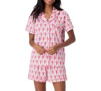 LLECDASEUI Y2k-Pyjama-Set für Damen, 2-teilig, Button-Down-Affen-Shorts-Set, Roller Dupes Rabbit Preppy Loungewear-Pjs (Rosa,XL)