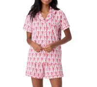 LLECDASEUI Y2k Pyjama-Set für Damen, 2-teilig, kurze Hose mit Knopfleiste, Affen-Shorts, Roller Dupes Rabbit Preppy Loungewear, Rosa, 36