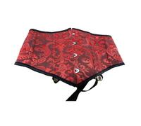 LLHCF Hochwertiger Taillenmieder aus Polyester mit floralem Design, elegantes Korsett für Outfit-Styling, luxuriöses viktorianisches Taillenkorsett, schwarz / rot, L