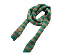 LLHCF Strukturierter gestreifter Schal, bequemer Strickstoff, Halstuch, stilvoll, dünne Passform, Accessoire für den lässigen oder formellen Alltag, koreanischer gestreifter Schal, grün, One size