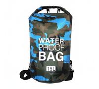 Lljsszr wasserdichte Umhängetasche mit Wasserdichtem Rolltop aus Langlebigem Polyester Und PVC Vielseitige Tragelösung Geräumiger Packsack Flexibler, Mehrfarbig, Hellblaue Tarnung, 15L Rucksack