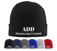 LLLGSH Personalisierte Beanie, Personalisierte Text & Foto & Logo Winter Strickmütze Hüte, Individuell gestrickte Beanie, Unisex Mützen Herbst Winter Gestrickte Warm