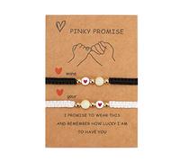 LLLmhuaa Freundschaftsarmbänder mit Herz-Perlen, weiß-schwarz, Seil-Armbänder für Frauen, Mädchen, Freunde, zierlicher Schmuck, Geschenk, Herz-Perlen-Armreif, 2 Stück