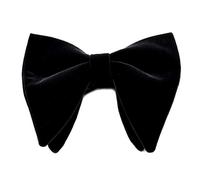 LLLucky Herren Samt Vintage Doppelschicht Vorgebundene Handgemachte Fliege Glitzer Einfarbig Smoking Große Übergroße Verstellbare Länge Krawatte Schwarz